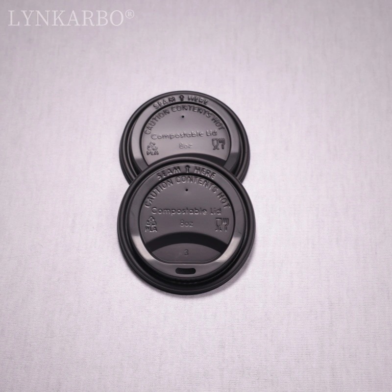 Tampa preta para copo de bebida direta CPLA 80mm