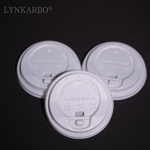 Tampa de copo flip-top descartável de cor natural CPLA 80mm